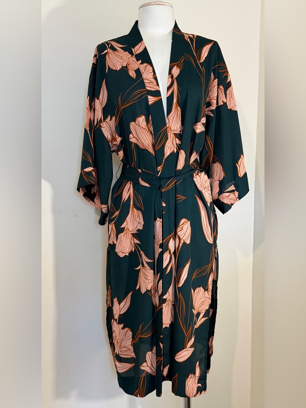 a new day Teal Dress with Blush Floral Print